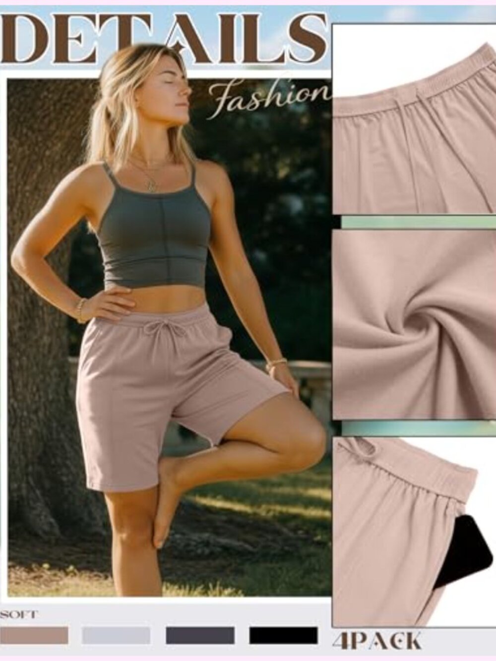 Plus Size Bermuda Shorts 4 Pack Knee Length Athletic Sweat Shorts With Pockets View 4